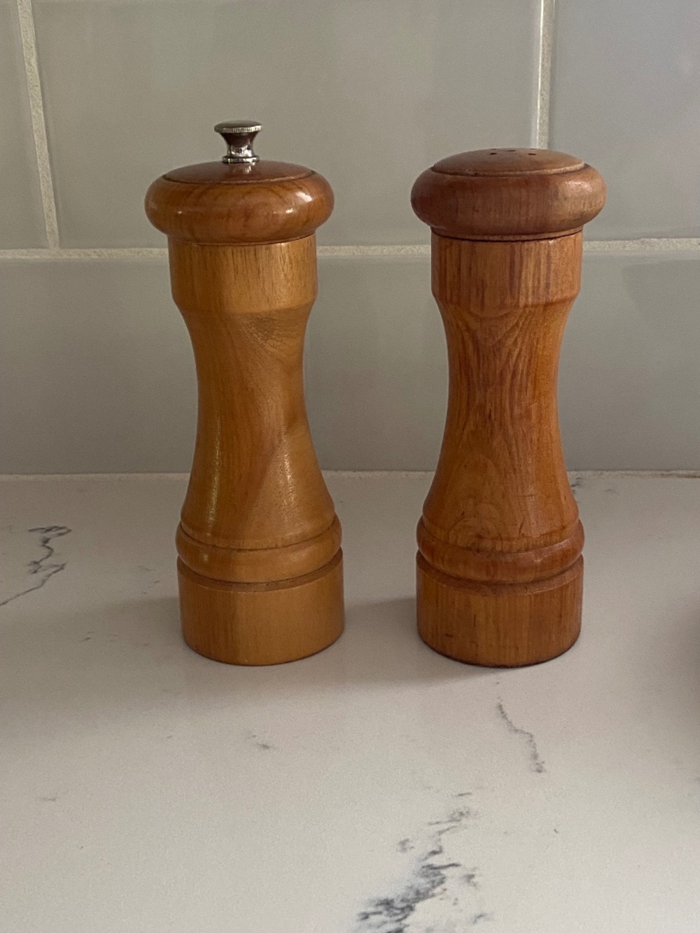 Vintage Wooden Salt & Pepper Grinder Set Japan Mid Century Pepper Mill